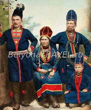 семья в саамских традиционных национальных костюмах